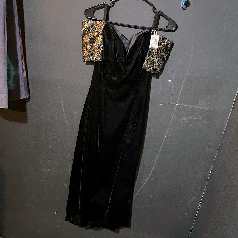 Vintage Velvet Black & Gold formal dress
